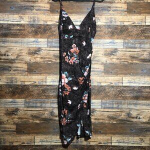 January 7 Hawaiian flower dress brown with pink size m medium